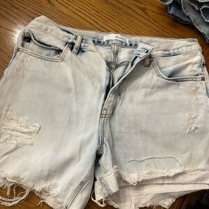 Light Blue Distressed Denim Shorts